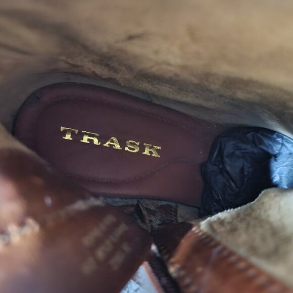 Trask Myrah Women's Size 6.5 M Brown Leather Shearling Trim Waterproof Booties - Picture 12 of 13